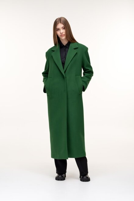 Довге пальто з накладними плечима ALBANTO колір зелений купити Львів 1