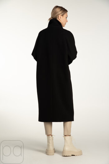 Черное пальто длинное NINA VLADI свободный фасон купить Калуш 1