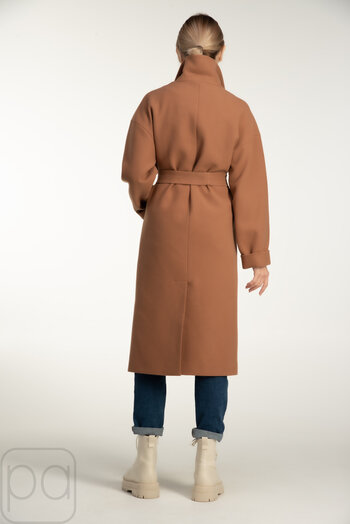 Пальто жіноче демісезонне з поясом VLADLEN колір кемел купити Гнівань 1