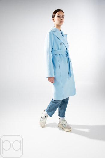 Кашемировое пальто двубортное MART голубой цвет купить Херсон 1