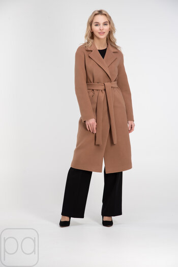 Пальто класичне приталене з поясом ANGL колір кемел купити Чоп