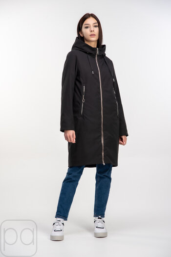 Куртка длинная черный цвет с капюшоном SNOW-OWL купить Мелитополь 