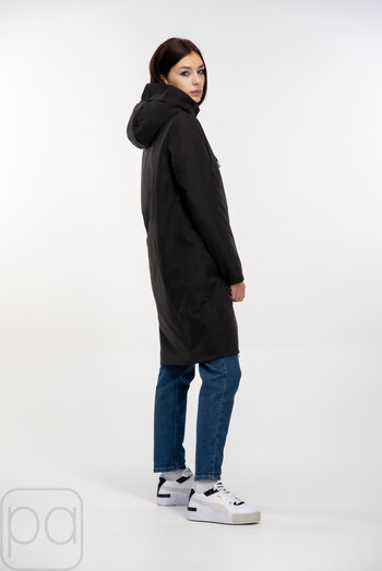 Куртка довга чорний колір з капюшоном SNOW-OWL купити Мелітополь 01
