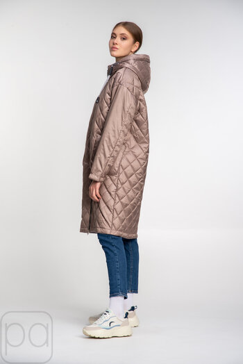 Куртка стеганная с накладными карманами SVIDNI цвет мокко купить Житомир 01