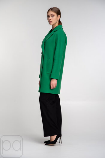 Демисезонное пальто короткое с поясом NINA VLADI зеленый цвет купить Черкассы 01