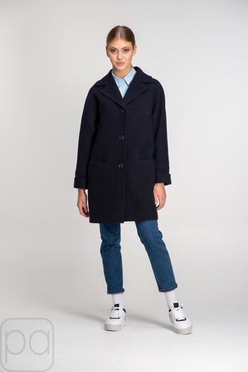 Короткое пальто демисезонное без пояса NINA VLADI цвет синий купить Полтава
