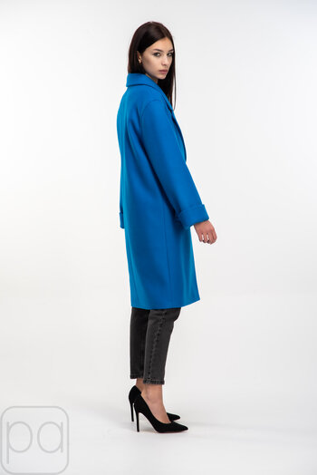 Пальто средней длины с поясом ELVI цвет синий купить Чернигов 01