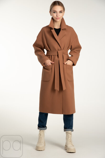 Пальто жіноче демісезонне з поясом VLADLEN колір кемел купити Гнівань 6