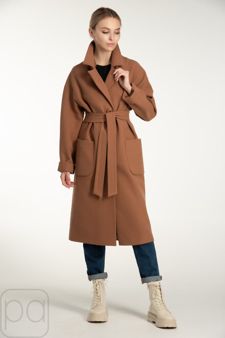 Пальто жіноче демісезонне з поясом VLADLEN колір кемел купити Гнівань 7