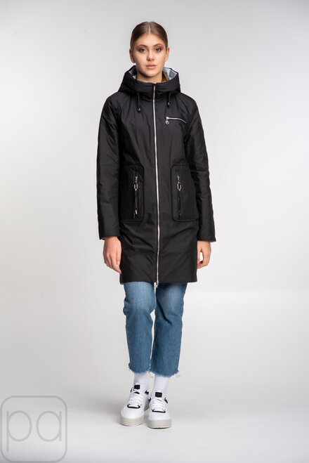 Двухсторонняя куртка стеганная SVIDNI цвет черный купить Мариуполь 