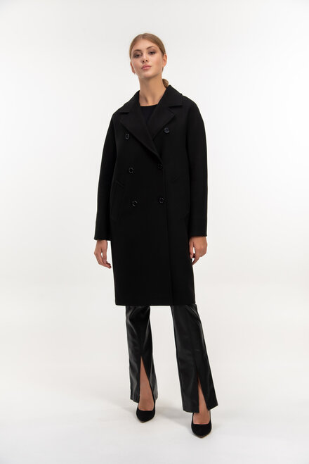 Двухбортное пальто с поясом VLADLEN черный цвет купить Днепр 