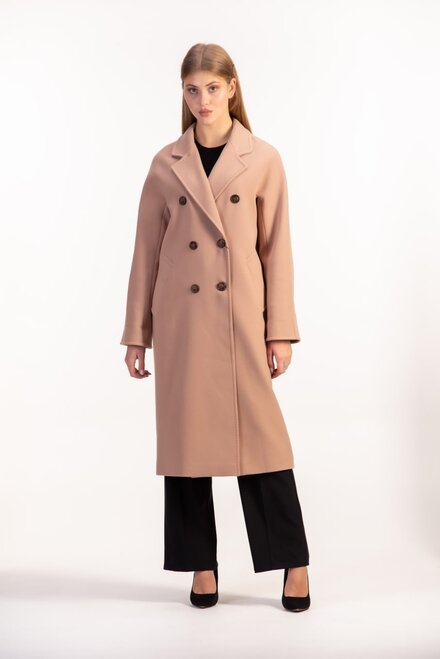 Двухбортное классическое пальто LORETTA цвет бежевый купить Ровно 