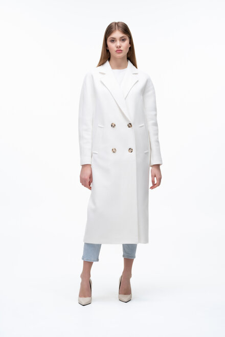 Стильное двухбортное длинное пальто ELVI цвет белый купить Херсон 