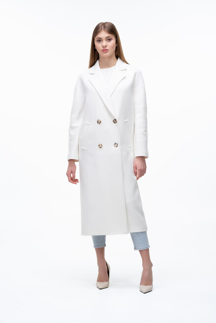 Стильне двобортне довге пальто ELVI колір білий купити Херсон 1