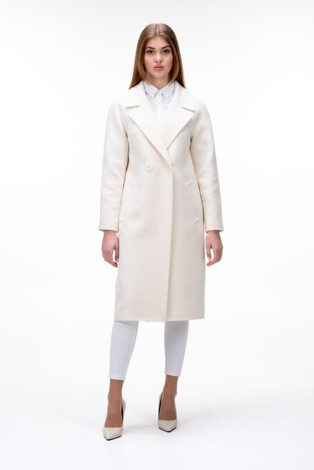 Приталене пальто класичне ALISA колір молочний купити Вінниця 