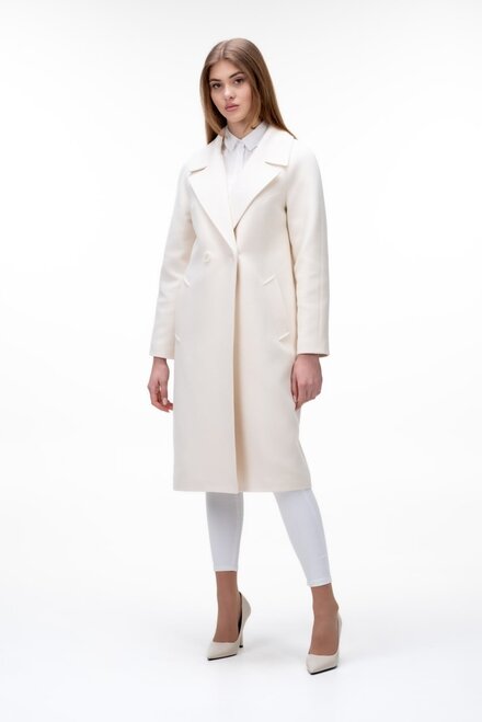 Приталенное пальто классическое ALISA цвет молочный купить Винница 1