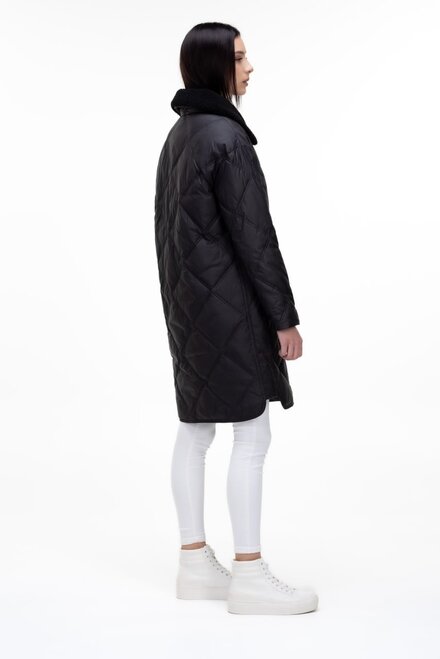 Длинная стеганная куртка с воротником VIVILONA цвет черный купить Луцк 1