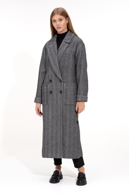 Пальто длинное шерстяное VAM цвет серый купить Одесса 