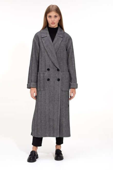 Пальто длинное шерстяное VAM цвет серый купить Одесса 1