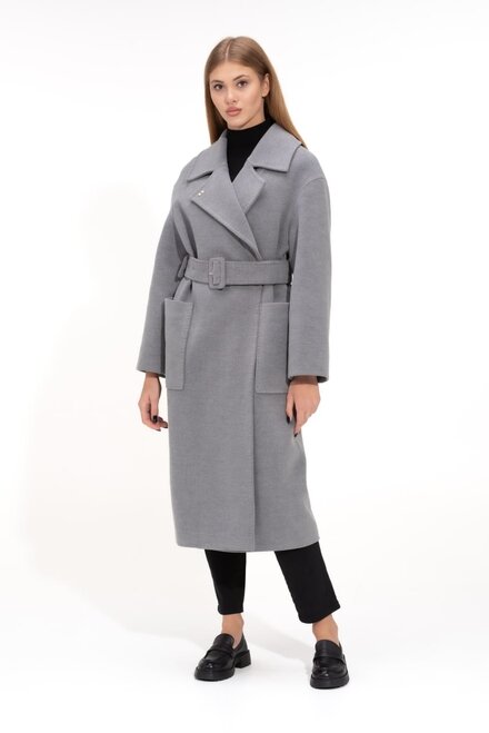 Элегантное пальто на запах ALBANTO цвет серый купить Кропивницкий 