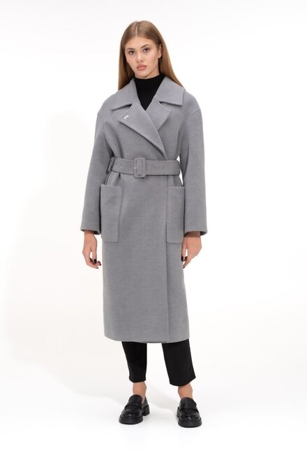 Элегантное пальто на запах ALBANTO цвет серый купить Кропивницкий 1