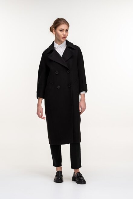 Пальто классическое двубортное KENT цвет черный купить Житомир 1