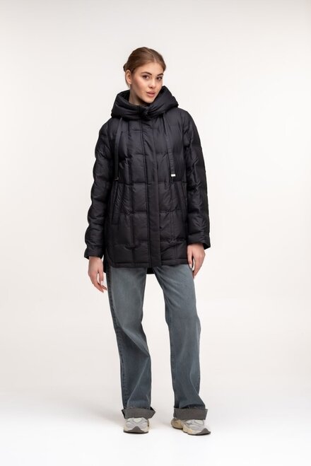 Подовжена куртка з каптуром SNOW-OWL колір чорний купити Миколаїв 