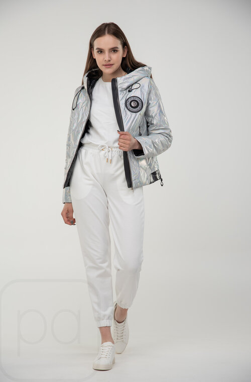 Куртка коротка з капюшоном SNOW-OWL колір срібло купити Бровари 3