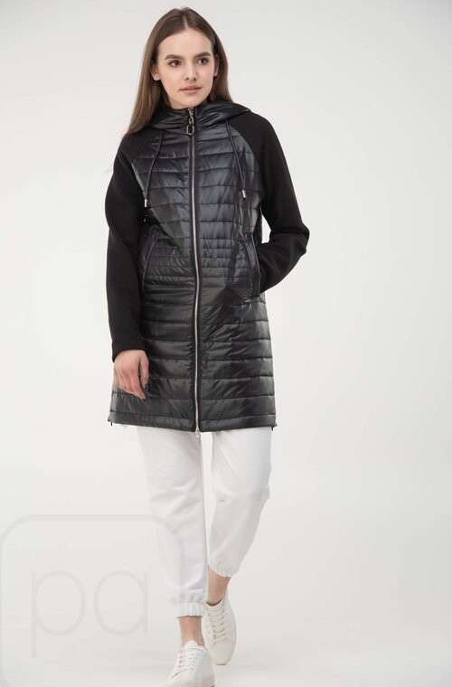 Куртка з трикотажним рукавом комбінована SNOW-OWL колір чорний купити Полтава 