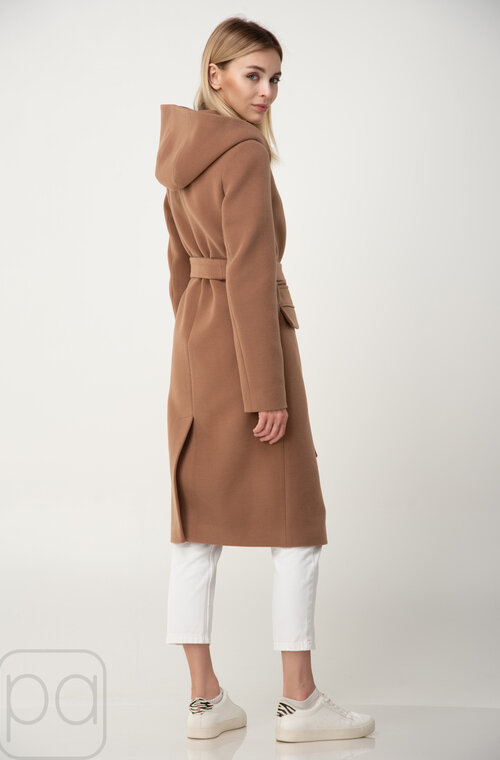 Пальто женское с капюшоном ANGL цвет Кэмел 04