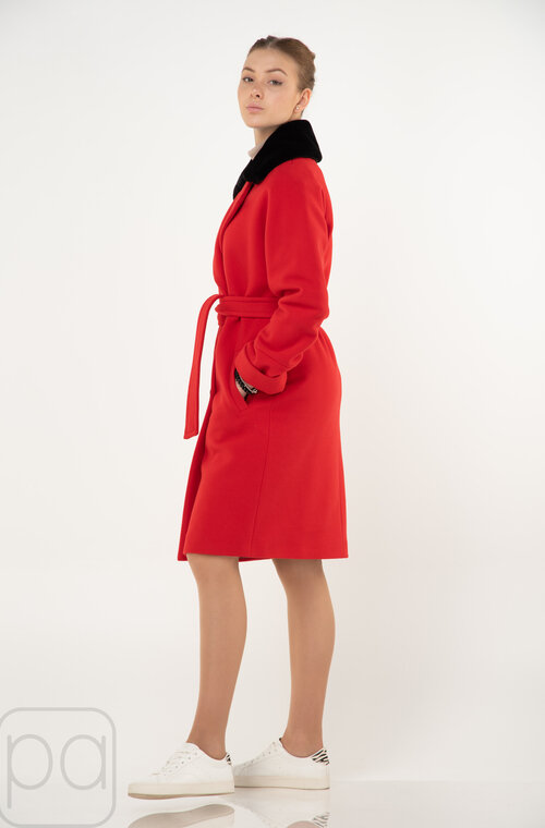 Пальто с мехом NINA VLADI цвет красный купить Хмельник 3