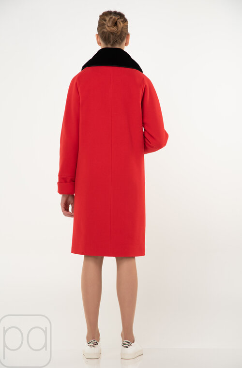 Пальто с мехом NINA VLADI цвет красный купить Хмельник 4