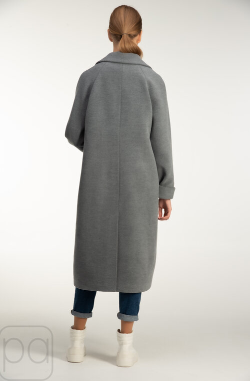 Вільне двобортне пальто на ґудзиках ANGL сірий колір купити Луцьк 1