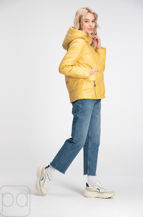 Куртка с капюшоном короткая VIVILONA цвет горчичный купить Полтава 4