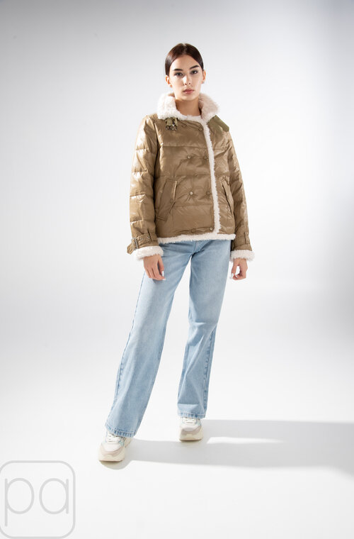 Стильна куртка жіноча коротка оливковий колір купити Мукачево 2
