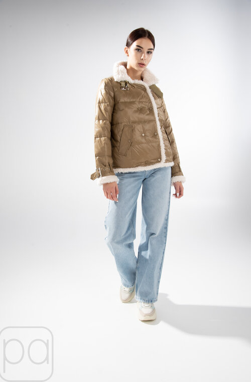 Стильна куртка жіноча коротка оливковий колір купити Мукачево 4