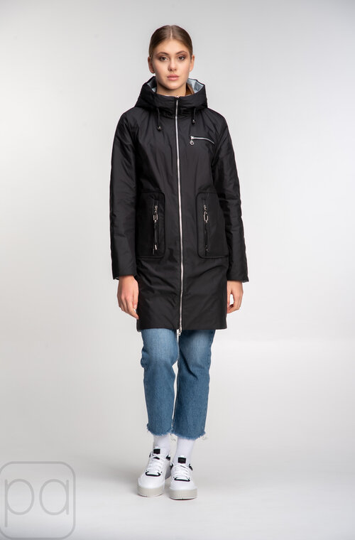 Двухсторонняя куртка стеганная SVIDNI цвет черный купить Мариуполь 