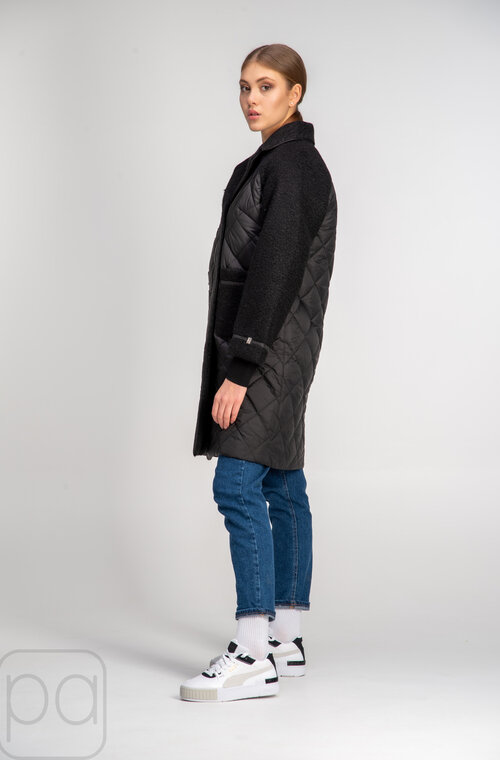 Стеганая куртка комбинированная SVIDNI цвет черный купить Ровно 1