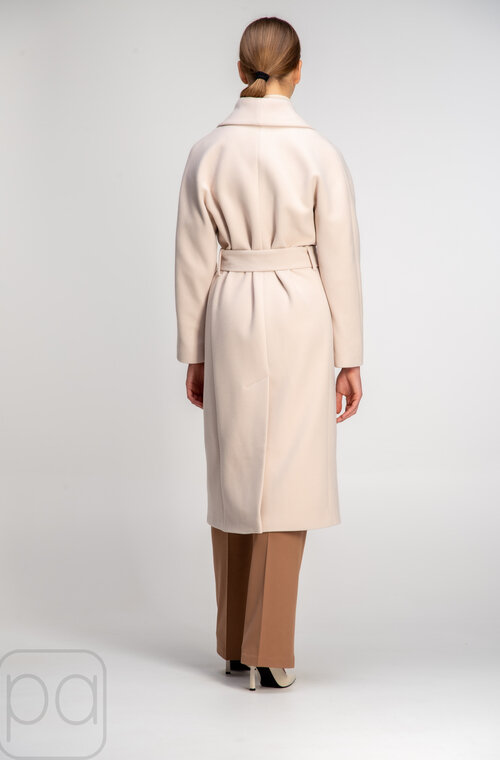 Класичне довге пальто з поясом NINA VLADI бежевий колір купити Черкаси 3