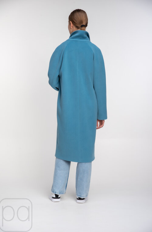 Длинное пальто с поясом оверсайз NINA VLADI голубой цвет купить Сумы 03