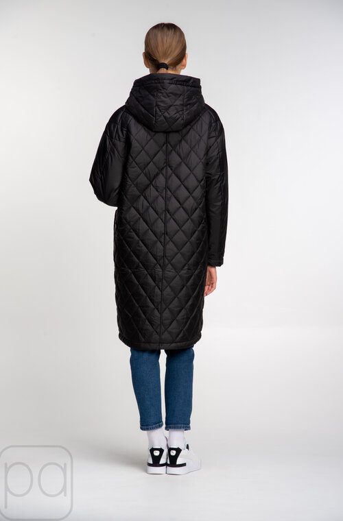 Куртка с накладными карманами стеганная SVIDNI черный цвет купить Одесса 03