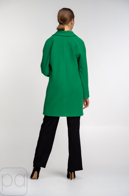 Демісезонне пальто коротке з поясом NINA VLADI зелений колір купити Черкаси 03