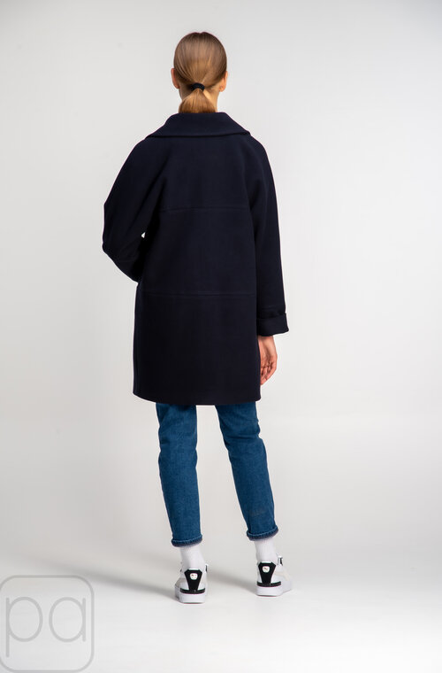 Короткое пальто демисезонное без пояса NINA VLADI цвет синий купить Полтава 4