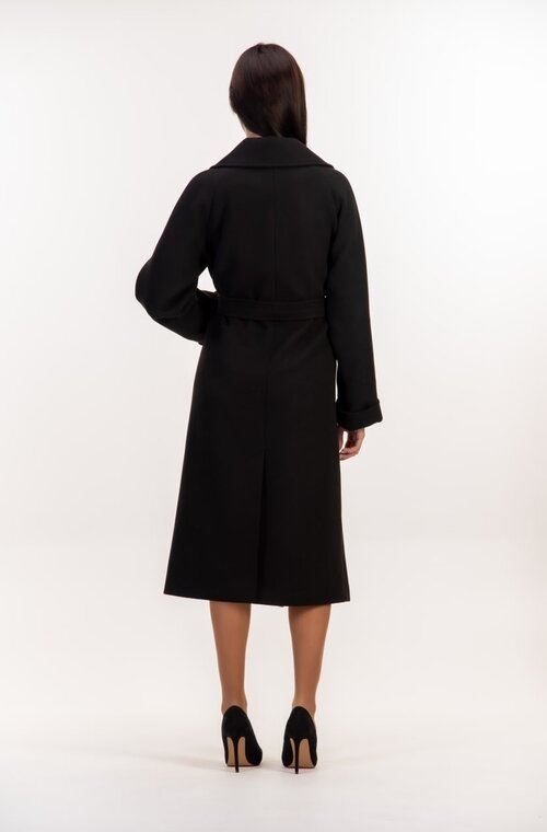 Пальто класичне з поясом на запах VLADLEN колір чорний купити Вінниця 5