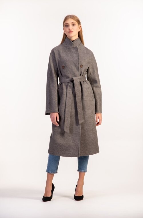 Пальто класичне з поясом LORETTA колір сірий-світлий купити Київ 3