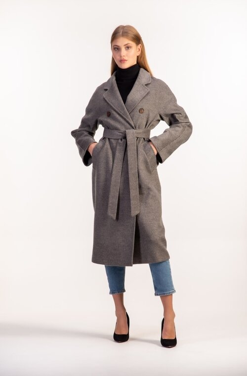 Пальто классическое с поясом LORETTA цвет серый светлый купить Киев 7