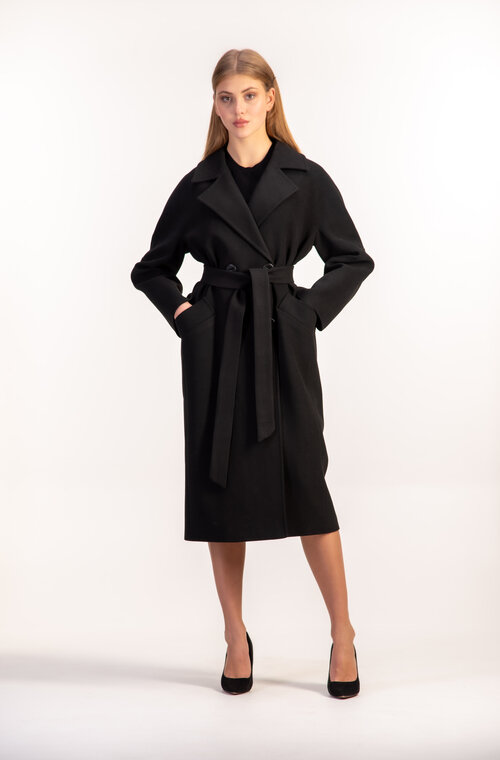 Пальто кашемировое с поясом LORETTA цвет черный купить Лубны 1