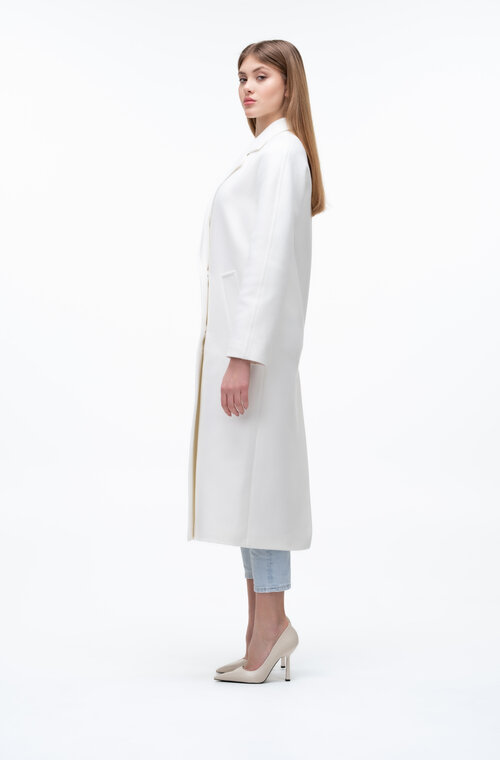 Стильное двухбортное длинное пальто ELVI цвет белый купить Херсон 3