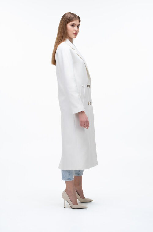 Стильное двухбортное длинное пальто ELVI цвет белый купить Херсон 4