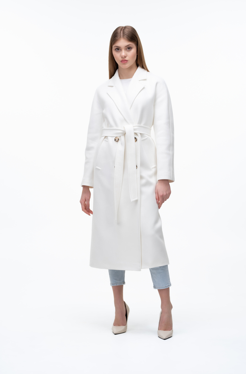 Стильне двобортне довге пальто ELVI колір білий купити Херсон 5